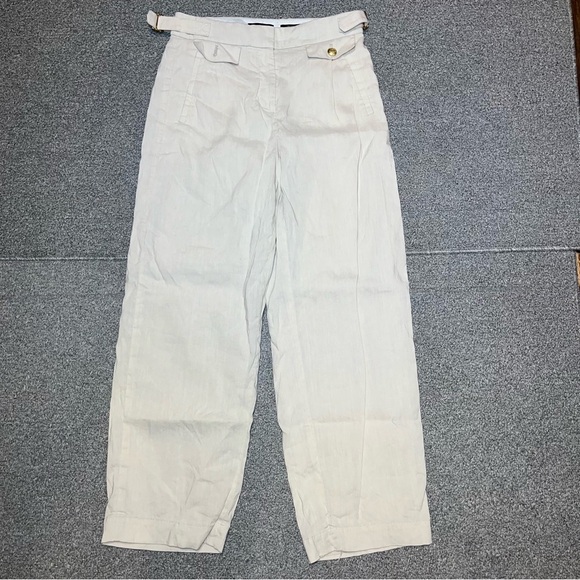 J. Crew Pants - J Crew Linen Blend Mario Bellucci Pants Womens Size 2 Tan Italian Straight Leg